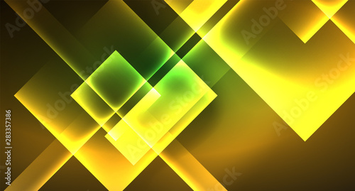 Neon geometric abstract background in hipster style on light background. Space retro design. Color geometric pattern. Square shape abstract background.