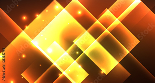 Shiny neon design square shape abstract background. Retro vector abstract design banner template