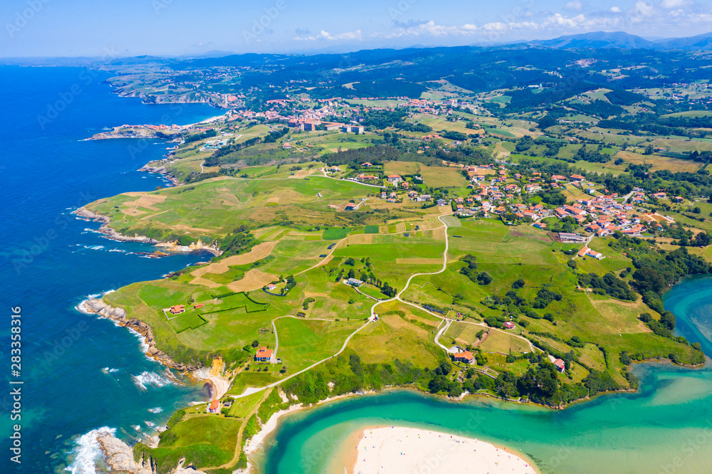 View from drone of Comillas, Cantabria Stock Photo | Adobe Stock