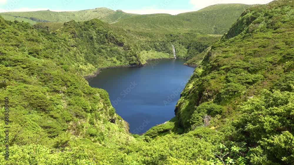 Caldeira, or crater lake, on the island of Flores, in the Azores, Portugal Caldeira, or crater lake, on the island of Flores, in the Azores, Portugal