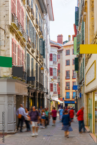 Half-timbered houses in Bayonne city center. France