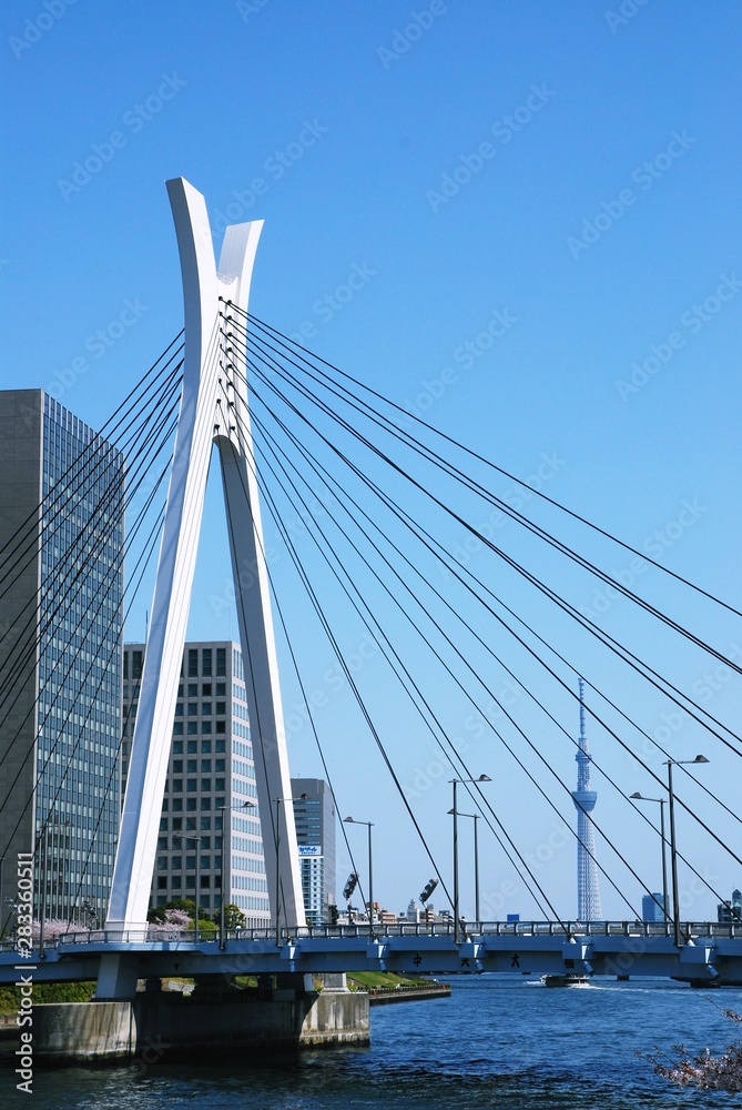 Chuo-Ohashi Bridge, a cable-stayed bridge over the Sumida River Chuo-Ohashi Bridge, a cable-stayed bridge over the Sumida River
