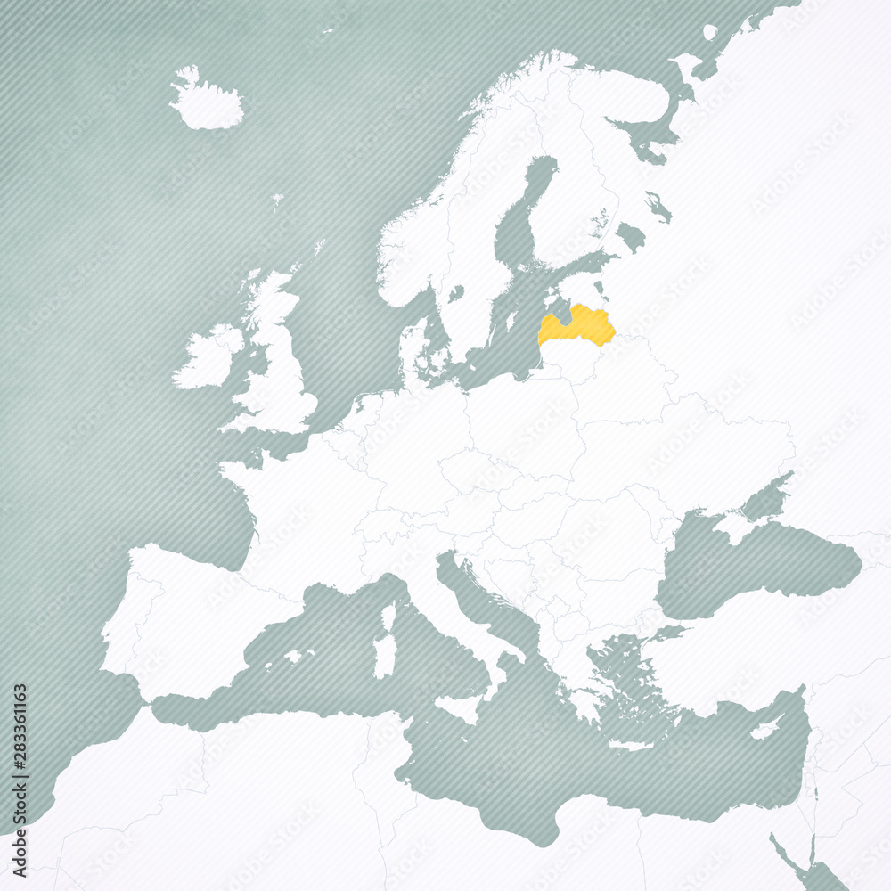 Obraz premium Map of Europe - Latvia