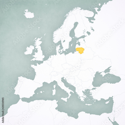 Fotografi Map of Europe - Lithuania