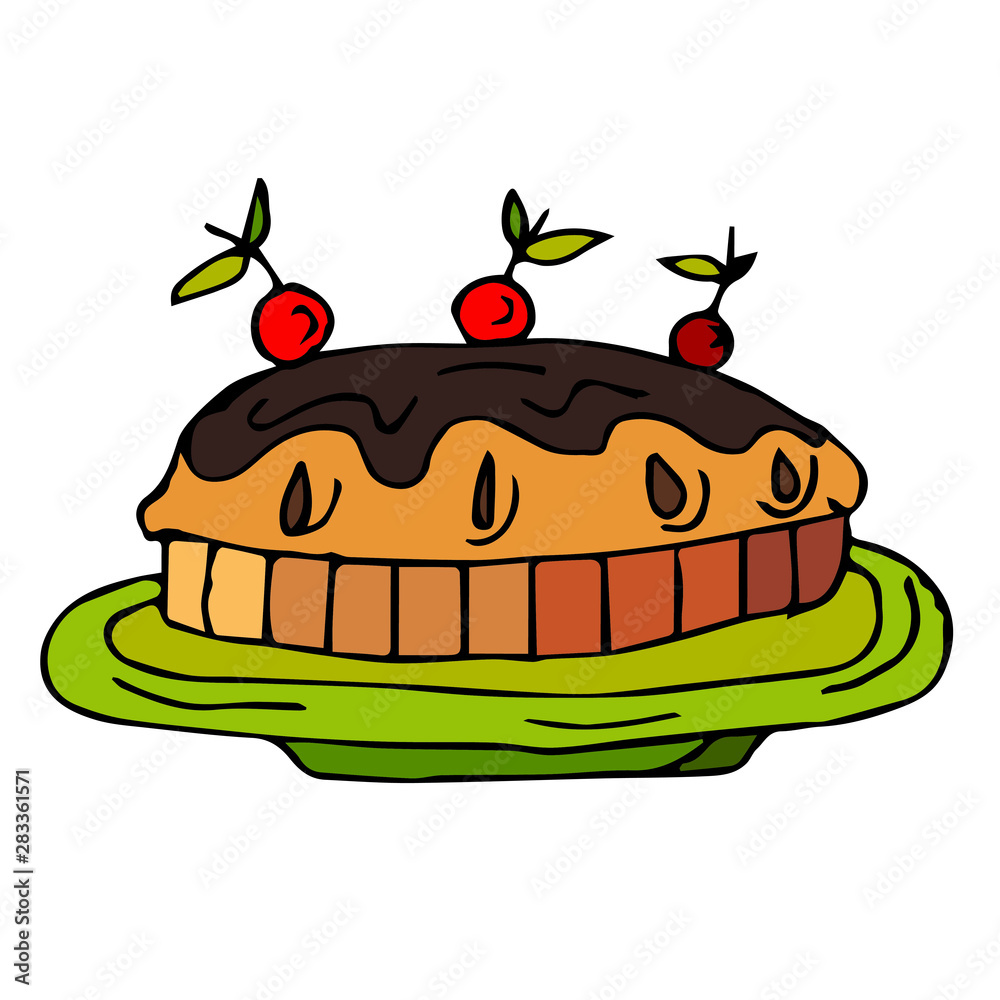Cherry pie. A collection of elements drawn by hand. Isolate on white. Cherry pie. A collection of elements drawn by hand. Isolate on white.