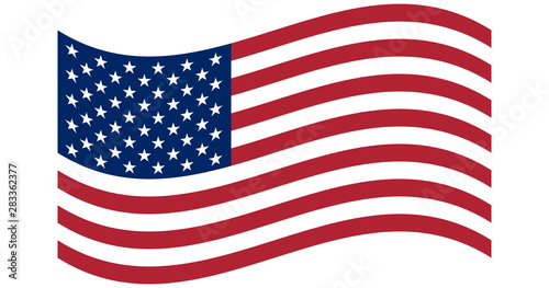 waving flag of the United States of America. illustration of wavy American Flag for Independence Day.