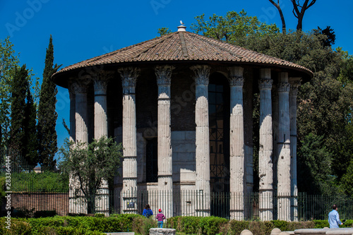 The Temple of Hercules Victor or Hercules Olivarius a Roman temple in Piazza Bocca della Verita in the area of the Forum Boarium in Rome photo