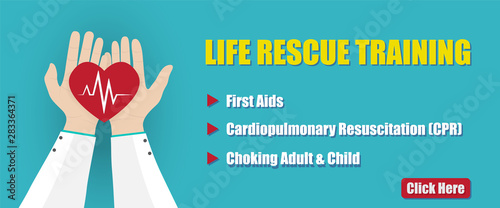 Life Rescue Training Website Banner with Hands Holding Heart