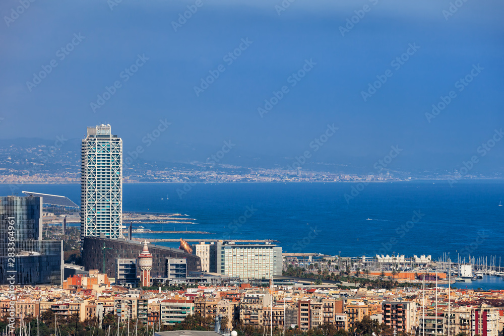 Barcelona Skyline With View To The Sea
