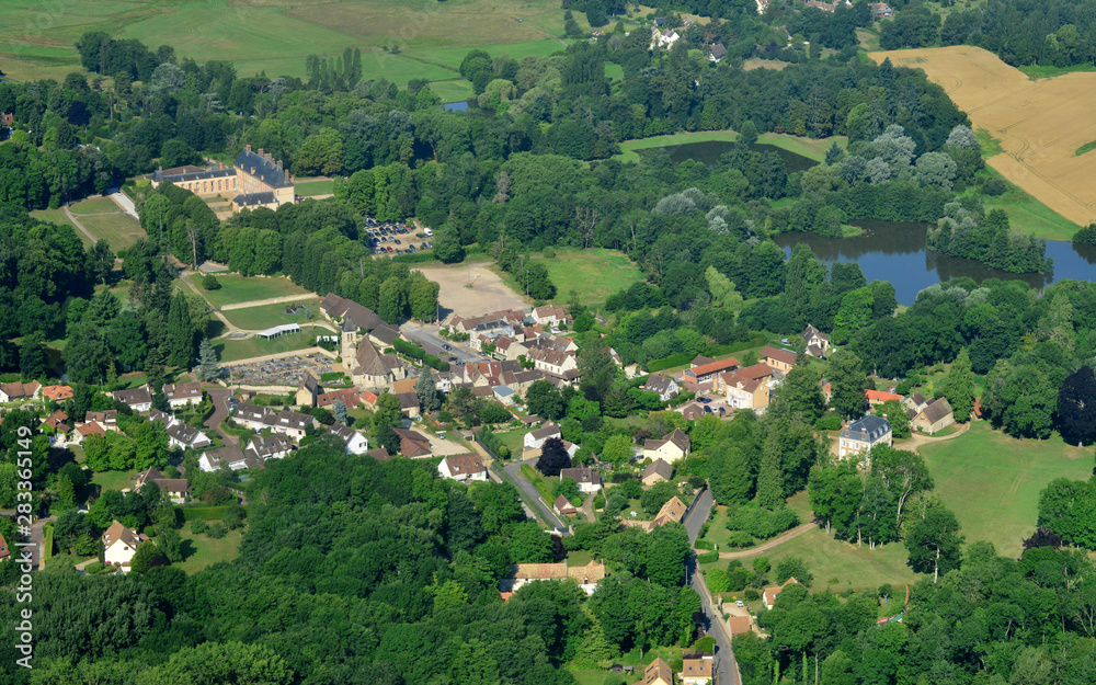 Les Mesnuls, France - july 7 2017 : aerial photography of the  castle