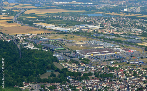 Flins, France - july 7 2017 : aerial photography of the city photo