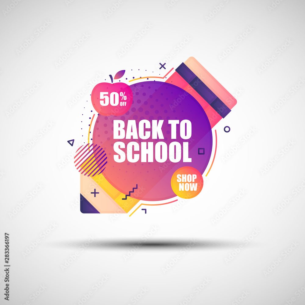 Modern geometric gradient Back to School sale banner Modern geometric gradient Back to School sale banner
