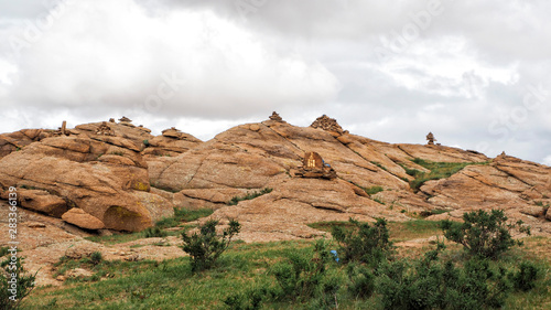 Baga Gazariin Chuluu, rock formations at the Gobi Desert, Mongolia photo