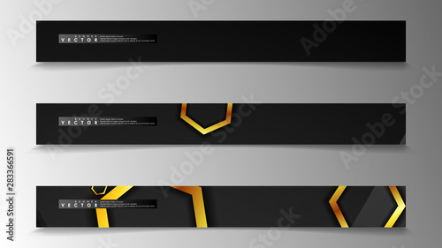 Banner collection, vector backgrounds with hexagon gold. space banner vector suitable for any design