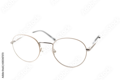 Round fashionable eyeglass frame. Isolated