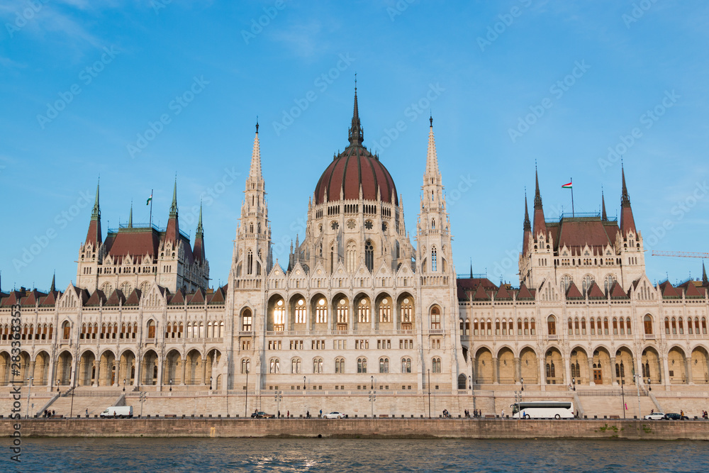 Budapest, Hungary. Panarama view to the city. The banks of the Danube. Spring. Tourism and travel. 