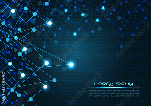 Abstract blue technology polygon line light dot on number data pattern graphic design vector illustration.