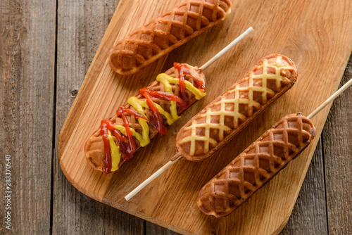 Obraz na płótnie Waffle corn dogs
