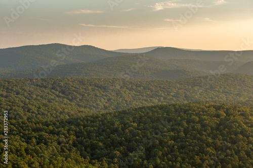 sunset in the national forest Arkansas