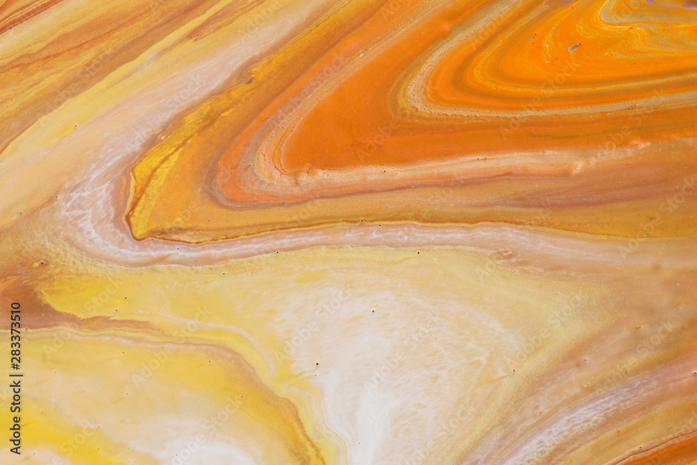 Fototapeta photography of abstract marbleized effect background. orange, gold, yellow and white creative colors. Beautiful paint.