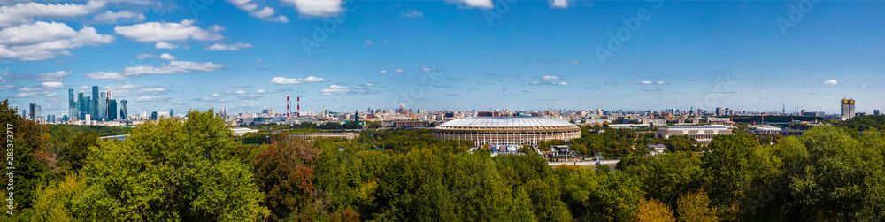 View of Moscow from the observation deck on the Sparrow hills, Moscow, Russia