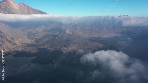 Flying over mount rinjani in lombok