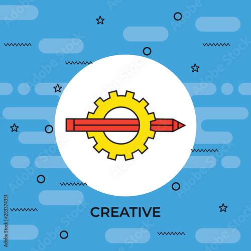 Creative process, flat design thin line banner, usage for e-mail newsletters, web banners, headers, blog posts, print and more