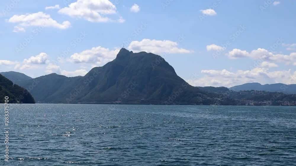 Navigation on Lake Lugano in summer, video. Lugano, Ticino canton, Switzerland Navigation on Lake Lugano in summer, video. Lugano, Ticino canton, Switzerland