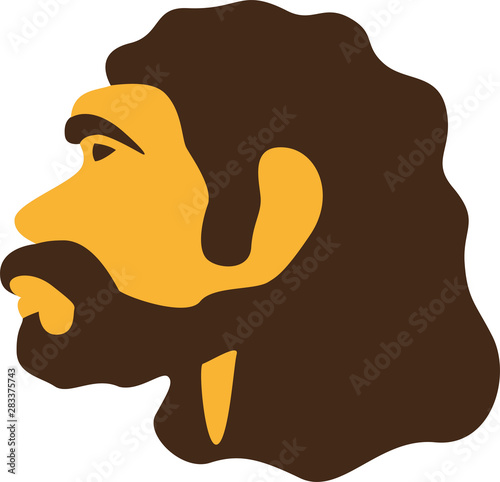 Simple caveman head icon. Neardenthal or cro-magnon prehistoric man.