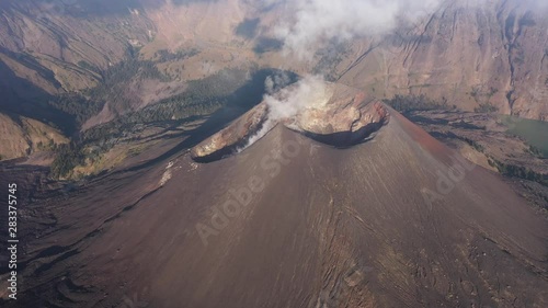 Flying over mount rinjani in lombok