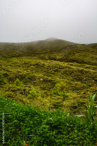 hills and clouds on the island of Sao Miguel  Azores  Portugal