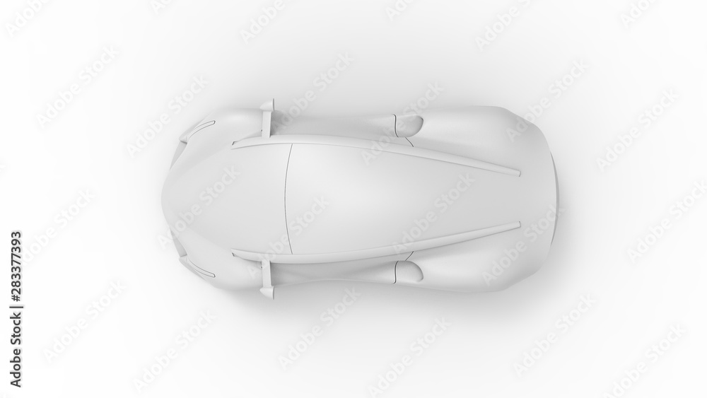 Concept sports car sketch rendering isolated in white background