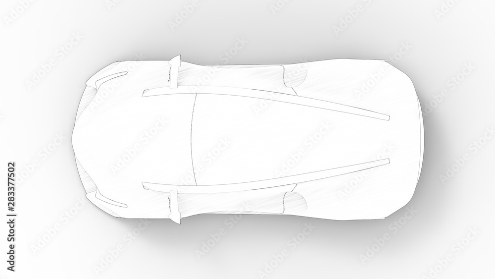 Concept sports car sketch rendering isolated in white background Concept sports car sketch rendering isolated in white background