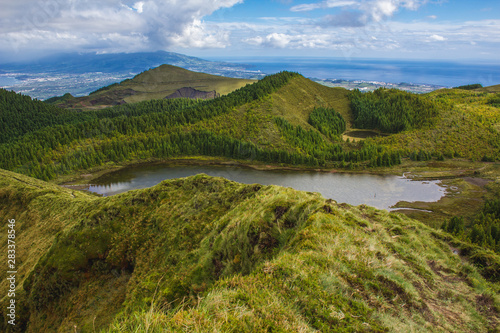 view of lakes Lagoa das Empadadas  Sao Miguel Island  Azores  Portugal