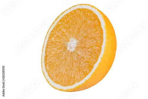 one half part orange isolated on white background Clipping Path. Full depth of field
