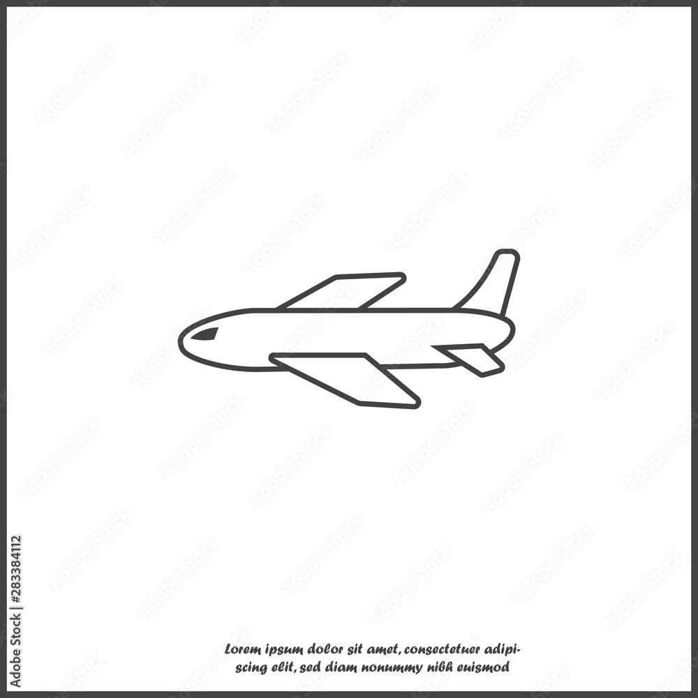 Aircraft or airplane icon on white isolated background on white isolated background. Layers grouped for easy editing illustration. For your design. Aircraft or airplane icon on white isolated background on white isolated background. Layers grouped for easy editing illustration. For your design.