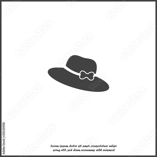 Vector icon hat with brim on white isolated background. Layers grouped for easy editing illustration. For your design.