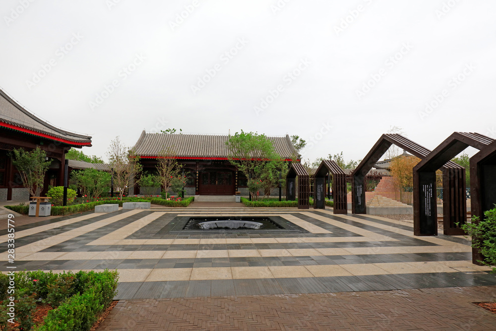 Chinese classical architectural landscape in a park