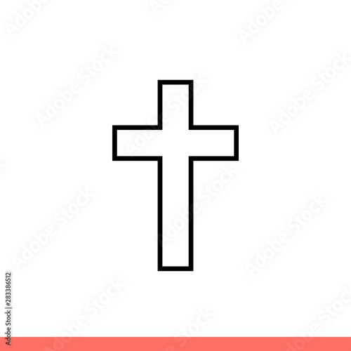 Christian cross vector icon, religion symbol