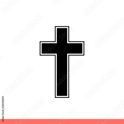 Christian cross vector icon, religion symbol