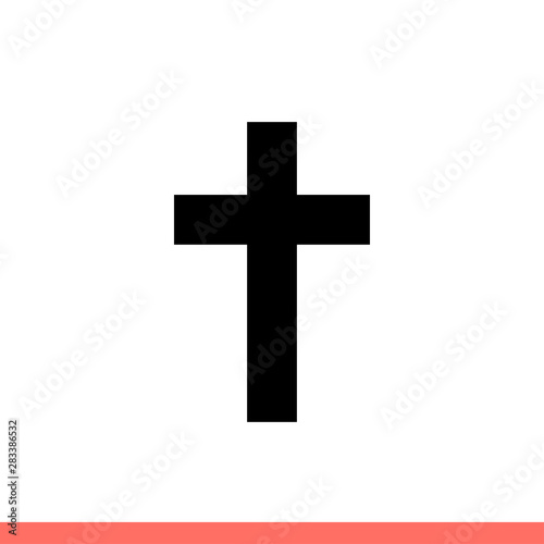 Christian cross vector icon, religion symbol