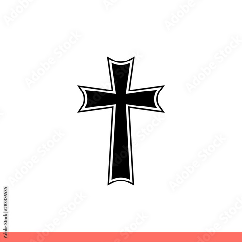 Christian cross vector icon, religion symbol