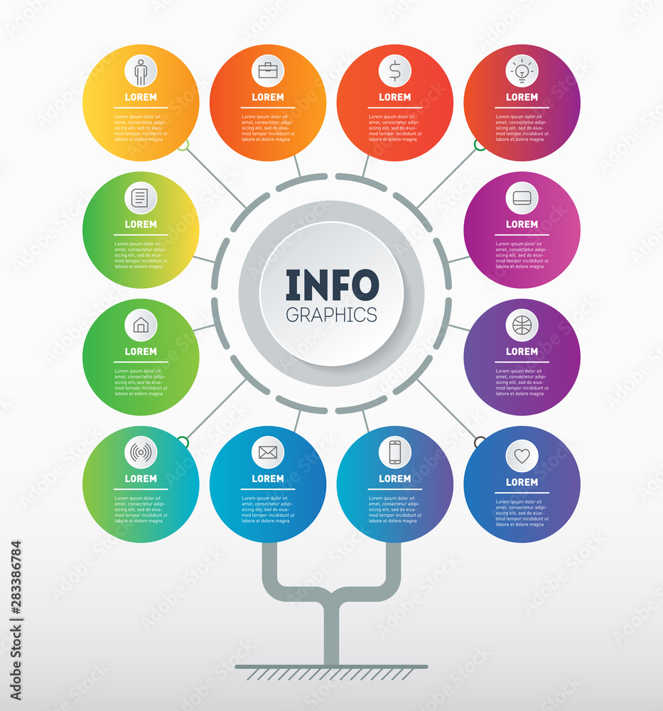 Business presentation or infographics concept with 12 points. Web Template of development tree, info chart or diagram. Info graphic of technology or education process with 12 steps. Annual report. Business presentation or infographics concept with 12 points. Web Template of development tree, info chart or diagram. Info graphic of technology or education process with 12 steps. Annual report.