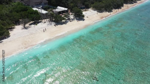 Flying over the turquoise ocean of Indonesia