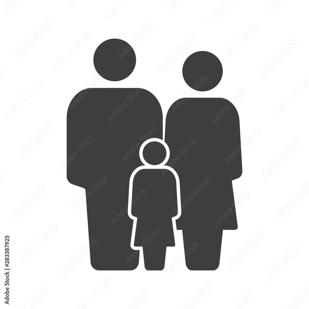 Family icon. Father, mother and daughter. Vector on a white background Family icon. Father, mother and daughter. Vector on a white background
