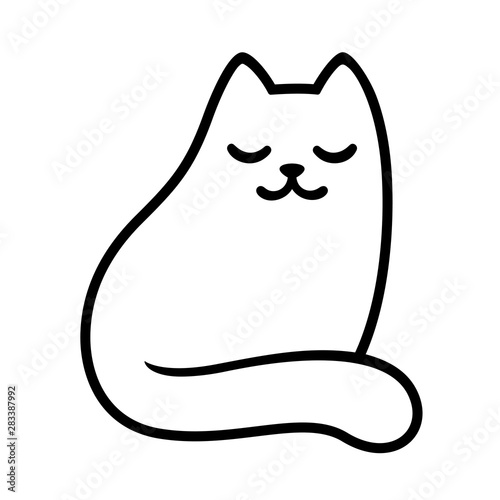 Cartoon white cat drawing