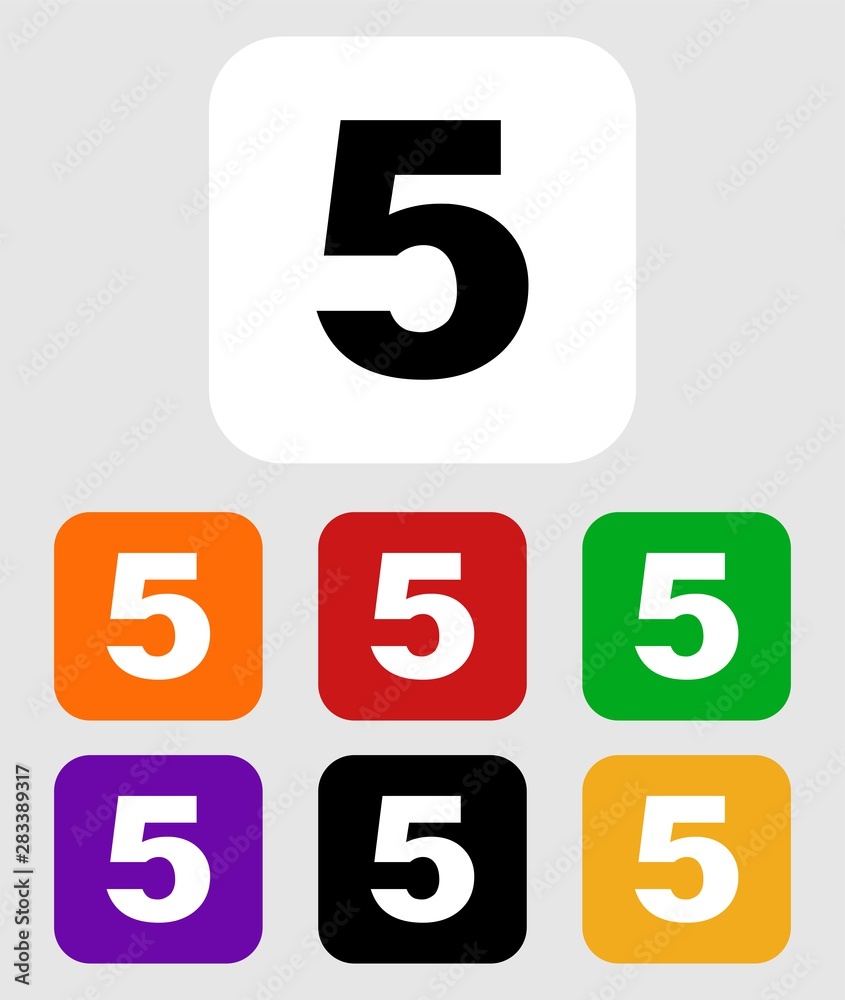 isolated number 5 icon on background,vector. isolated number 5 icon on background,vector.