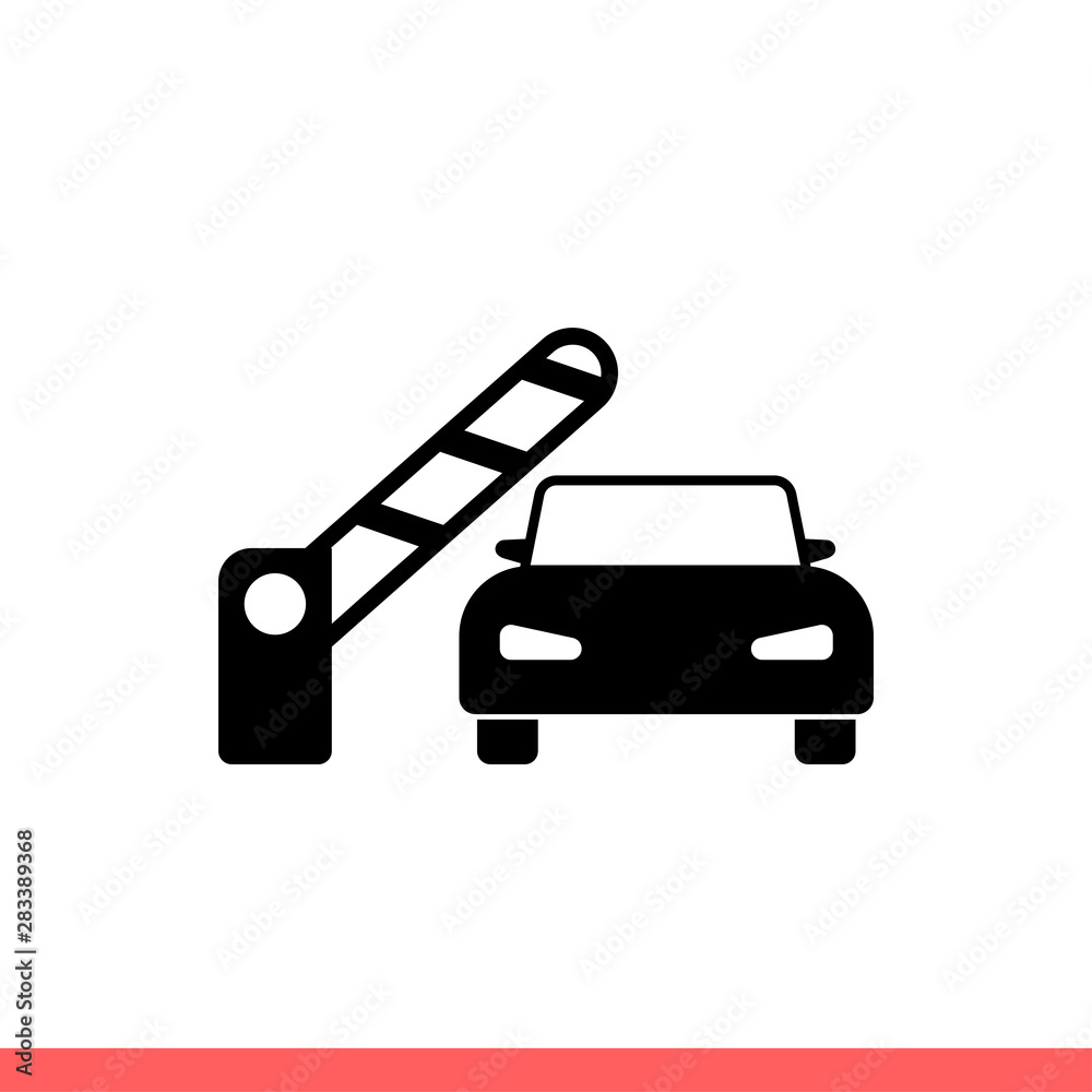 Open barrier vector icon, entry car symbol Open barrier vector icon, entry car symbol