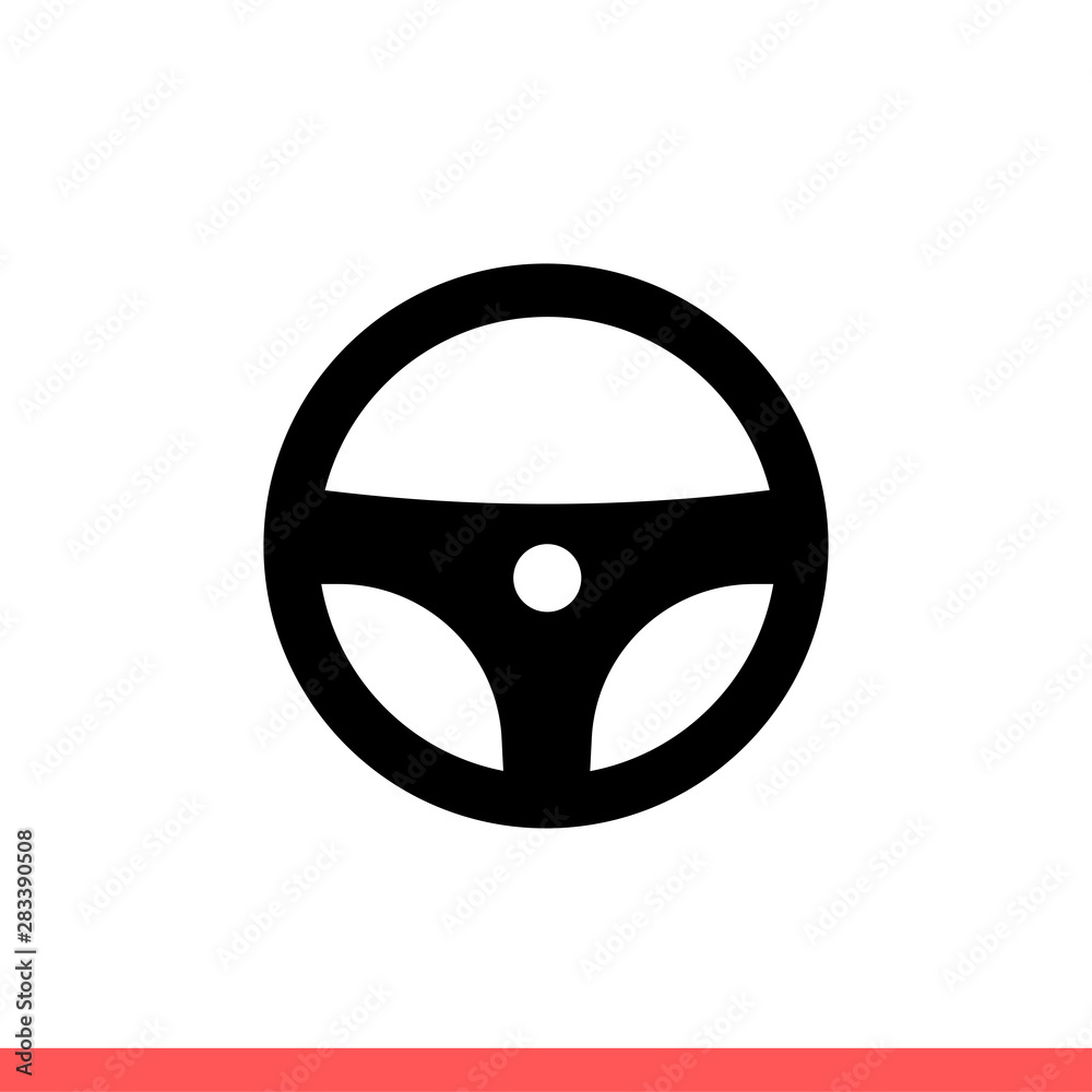 Steering wheel vector icon, car control symbol