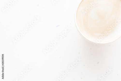 Cup of coffee latte on white background